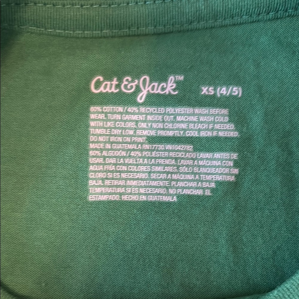 Cat & Jack Vibrant Green Tee Size 4-5 Boy - Picture 3 of 4